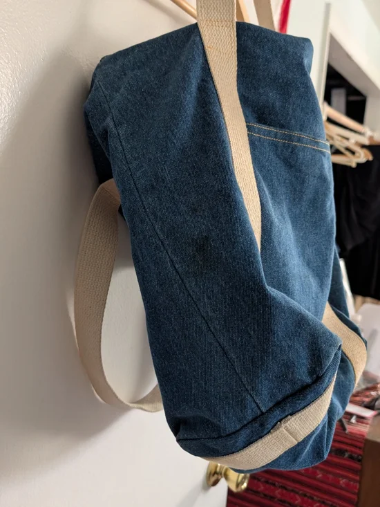 Denim Tote with Cream Straps - Classic Everyday Carry - Picture 9 of 9